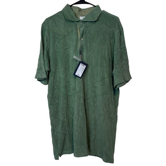 NWT Emanuel Berg Superfine Shirting Modern Fit Terry Cloth Polo Shirt Size XXL - Picture 1 of 8